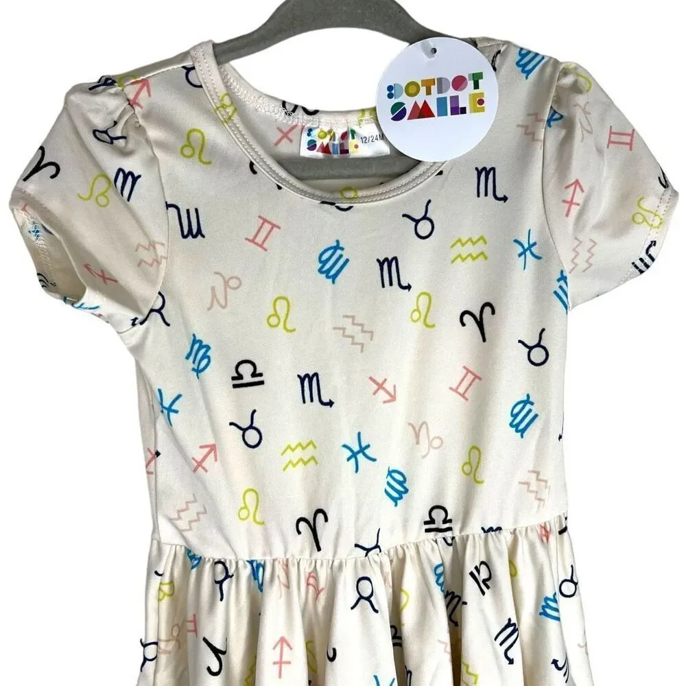NEW Dot Dot Smile Zodiac White Cap Sleeve Dress 12-24M